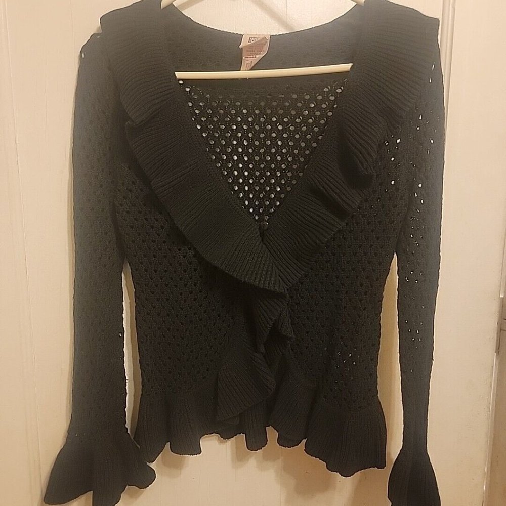 Faded Glory Black Mesh Sweater Womens Size Small